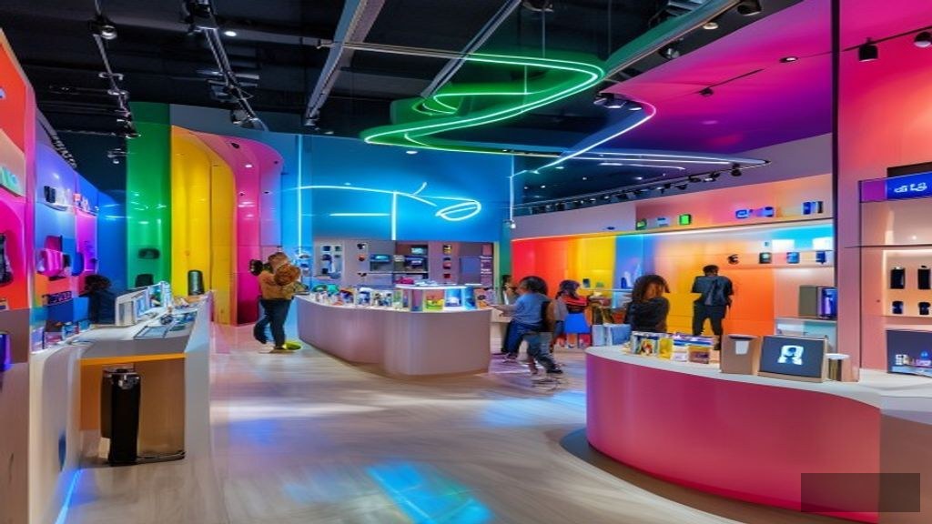 Huawei Marmara Forum mağazasında müşteriler ürünleri deniyor